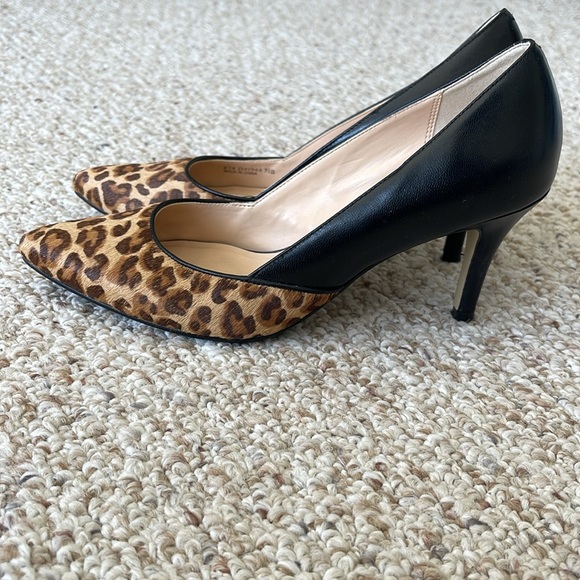Cole Haan Leopard Print and Black Heels - Picture 3 of 9